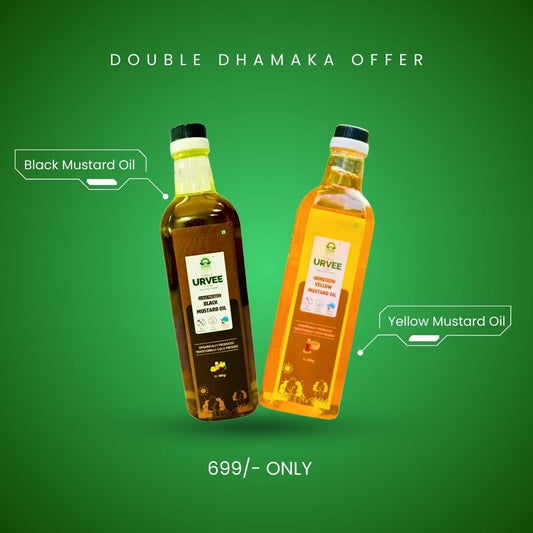 Black Mustard Oil + Yellow Mustard Oil (1 Liter Bottles Each)
