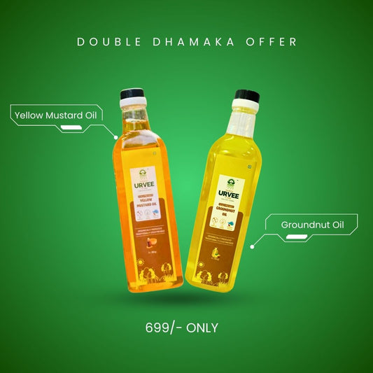 Yellow Mustard Oil +  Groundnut oil (1 Liter Bottles Each)
