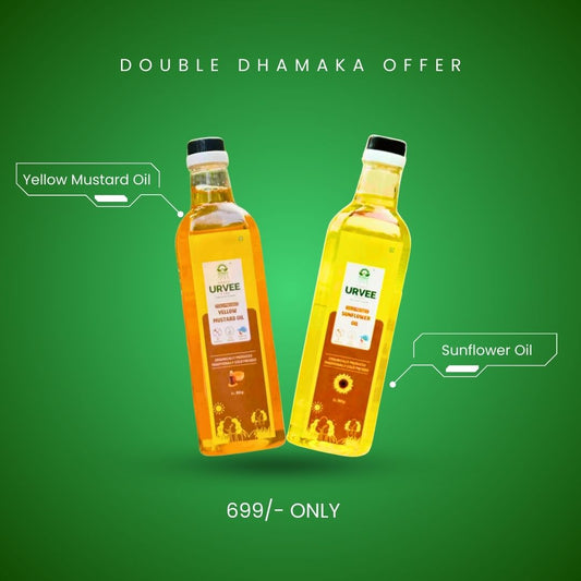 Yellow Mustard Oil +  Sunflower oil (1 Liter Bottles Each)