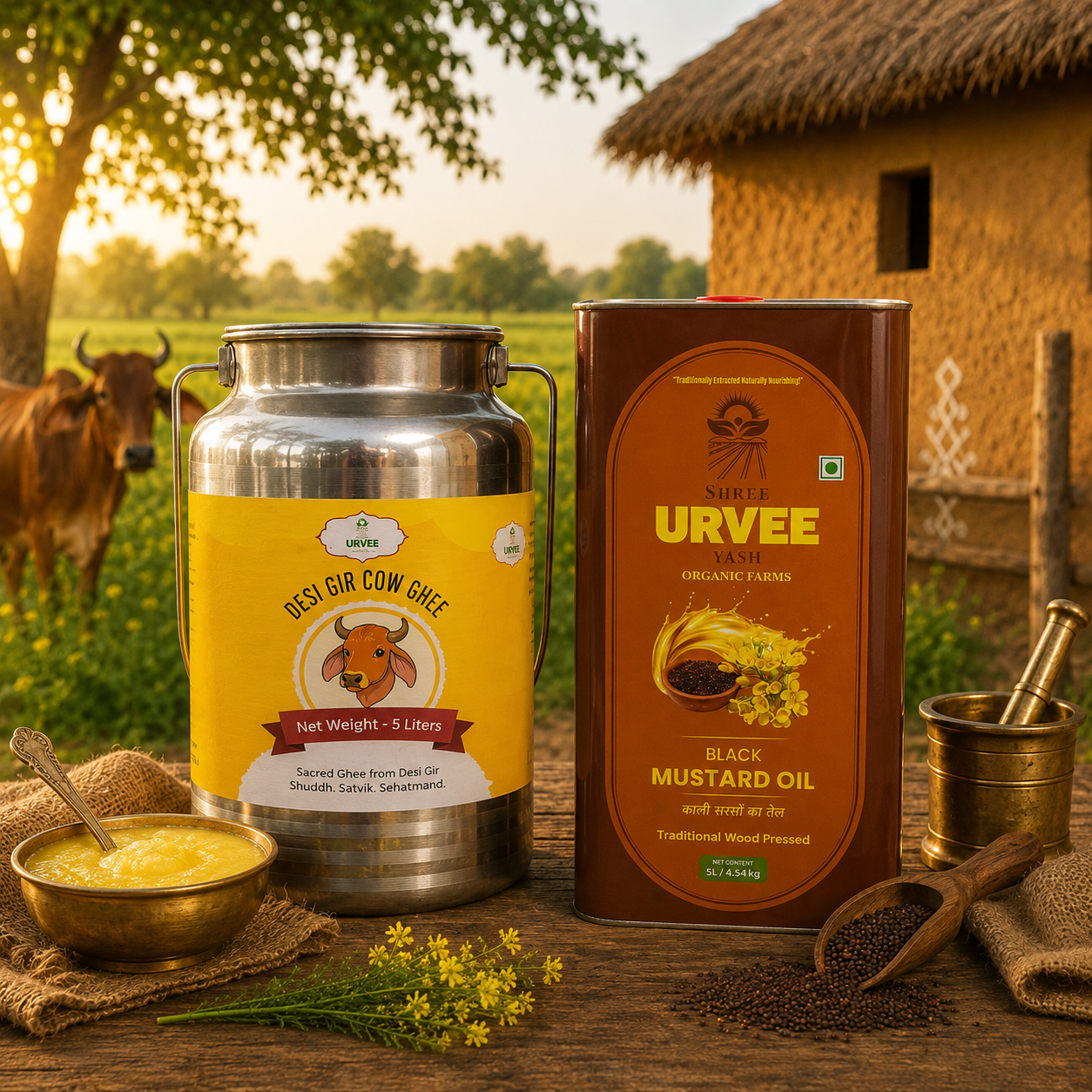 Desi Cow Ghee & Wood-Pressed Oil Combo