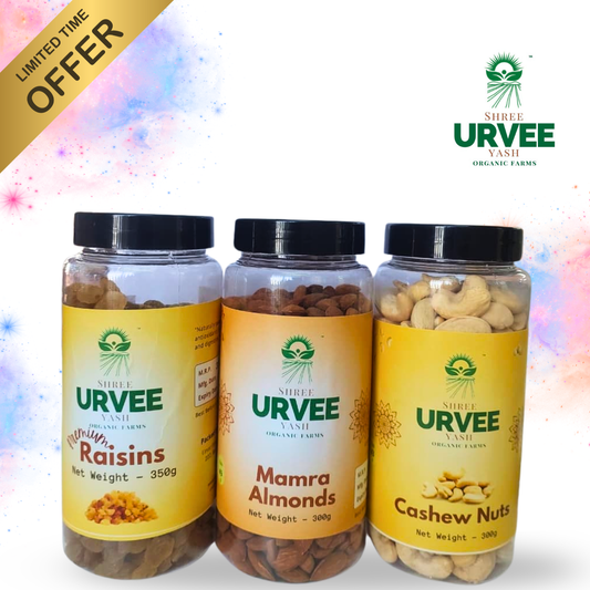 Holi Dry Fruit Offer Trio Pack (Mamra Almonds + Cashew + Raisin)