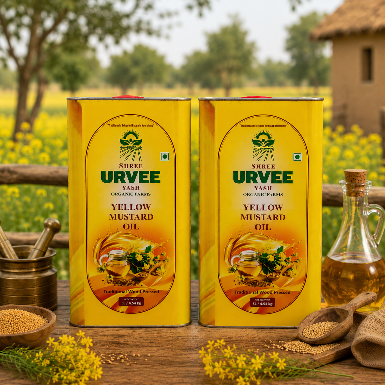 Wood Pressed Yellow Mustard Oil Family Combo - 10 Litre