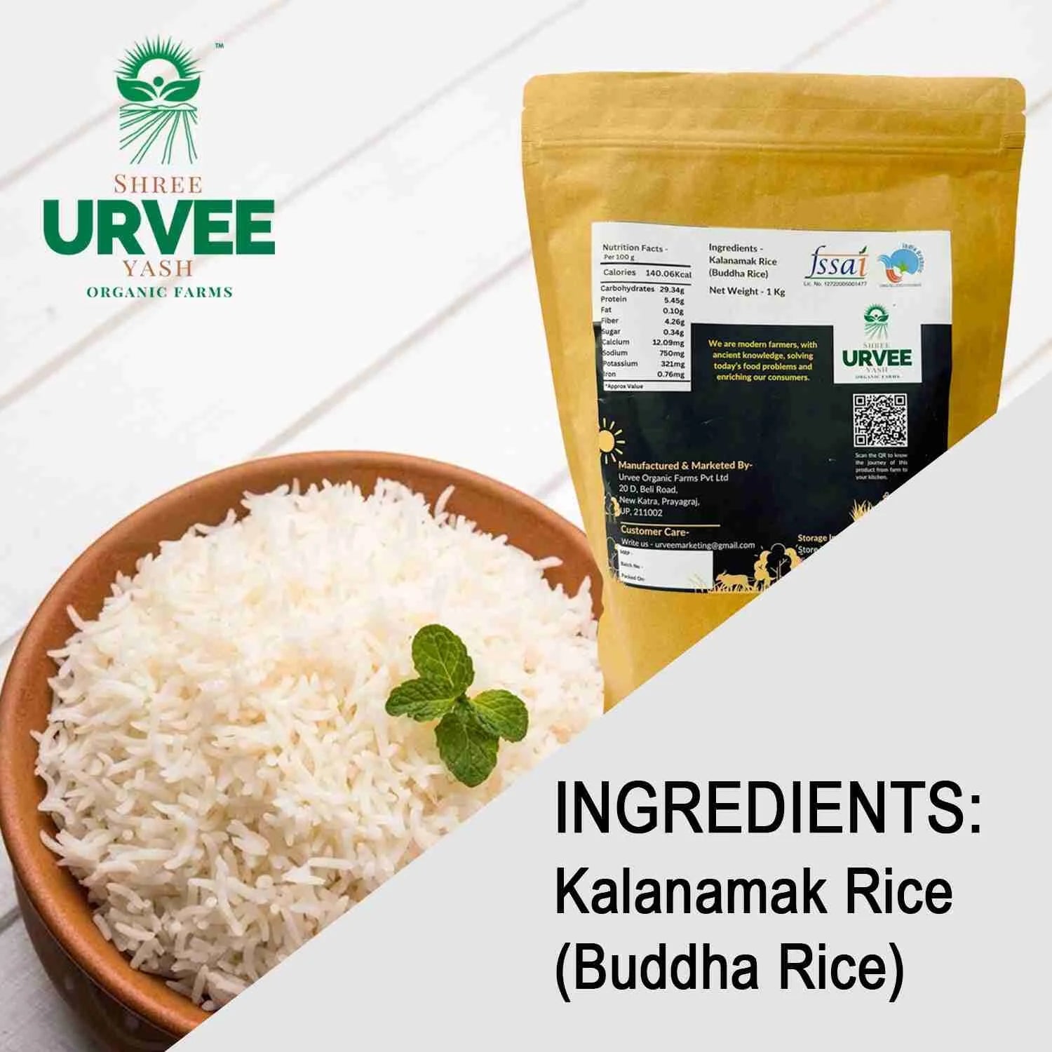 Kala Namak (Buddha) Rice - Urvee Organic Farms