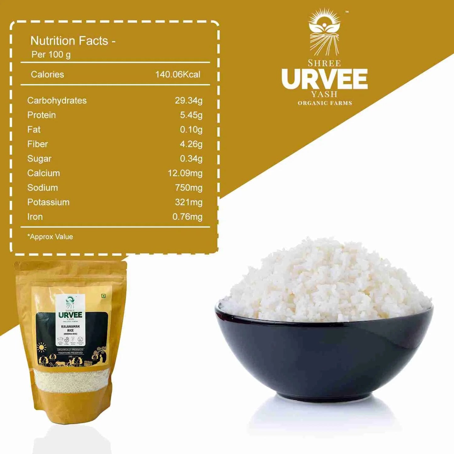 Kala Namak (Buddha) Rice - Urvee Organic Farms