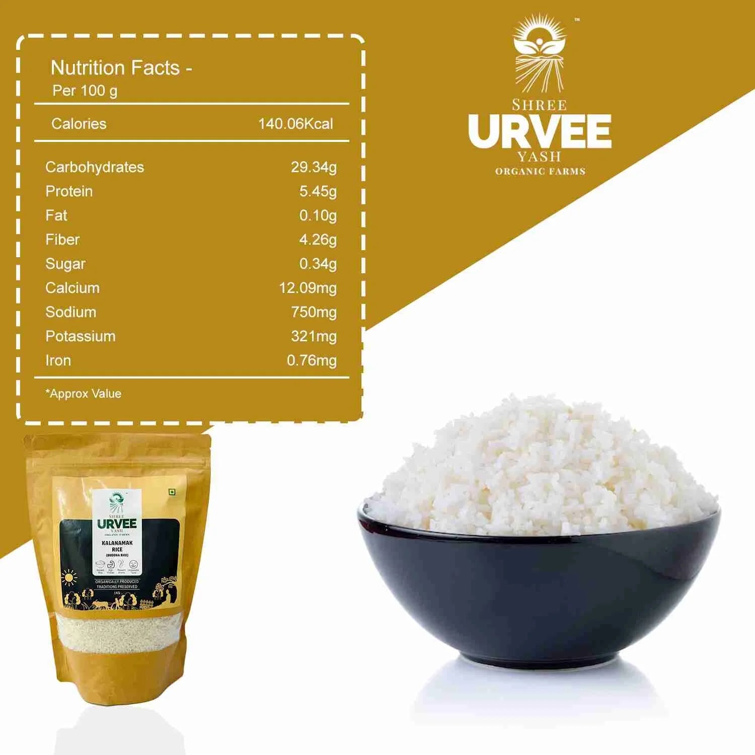 Kala Namak (Buddha) Rice - Urvee Organic Farms