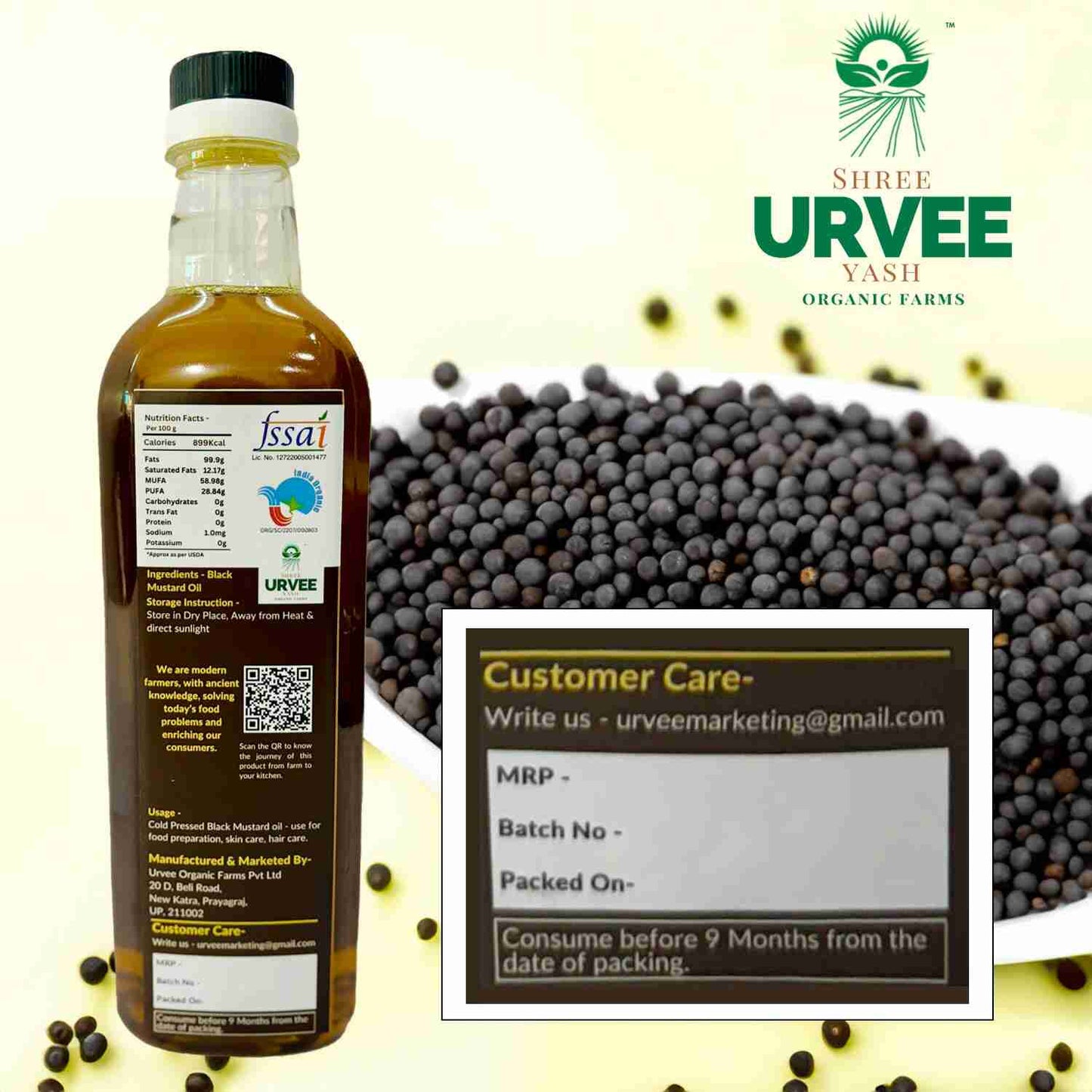 Wood Pressed Black Mustard Oil - Urvee Organic Farms