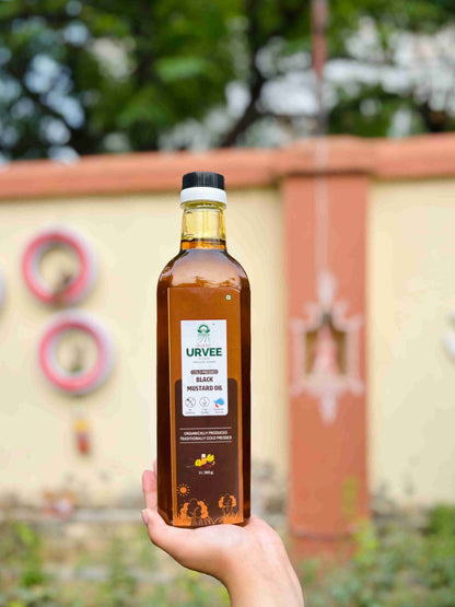 Wood Pressed Black Mustard Oil - Urvee Organic Farms