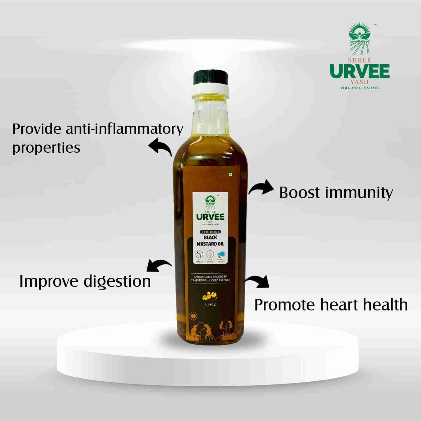 Wood Pressed Black Mustard Oil - Urvee Organic Farms