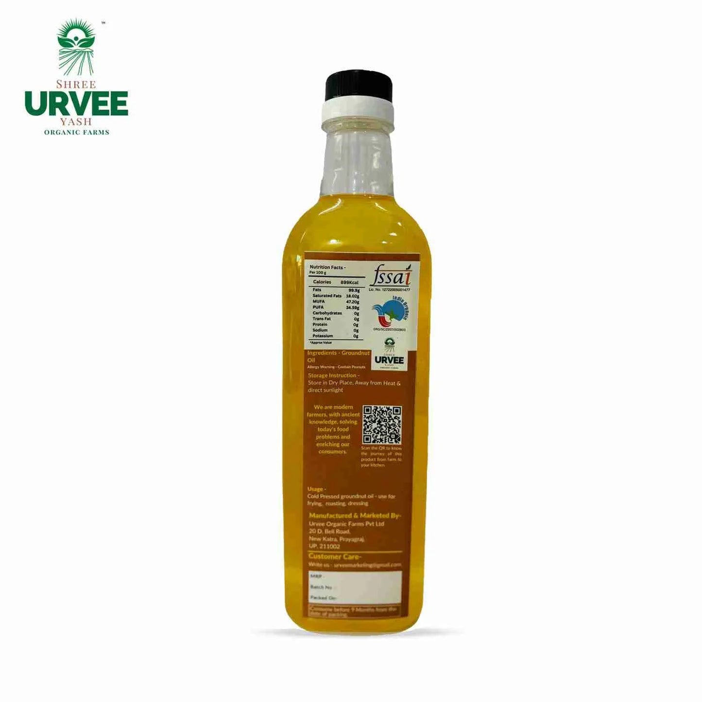 Wood Pressed Ground Nut Oil - Urvee Organic Farms