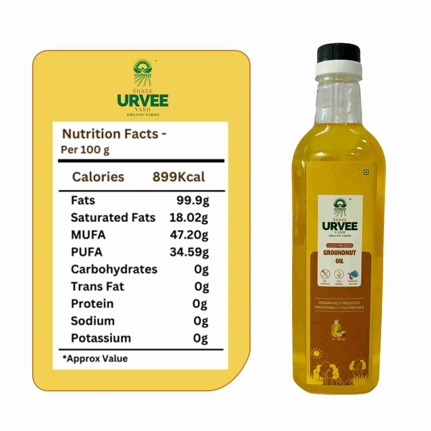 Wood Pressed Ground Nut Oil - Urvee Organic Farms