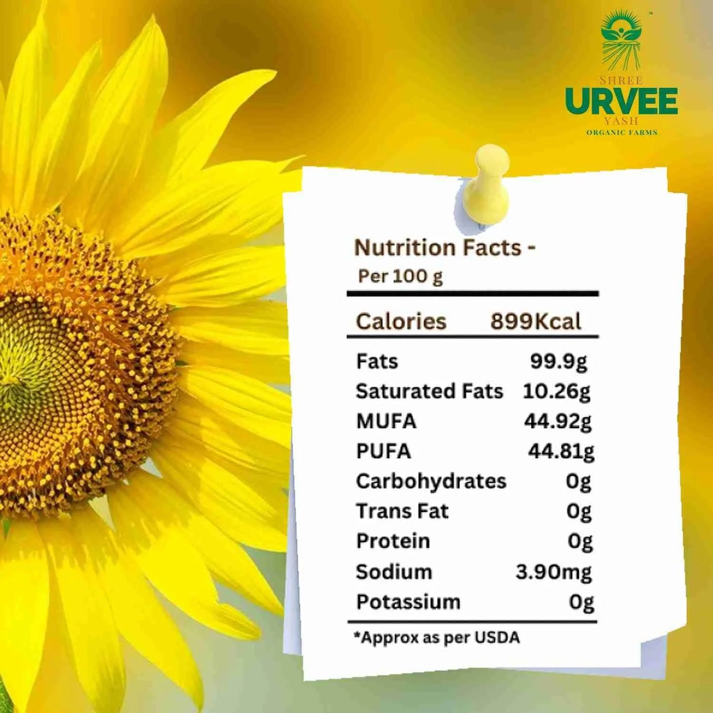 Wood Pressed Sunflower Oil - Urvee Organic Farms