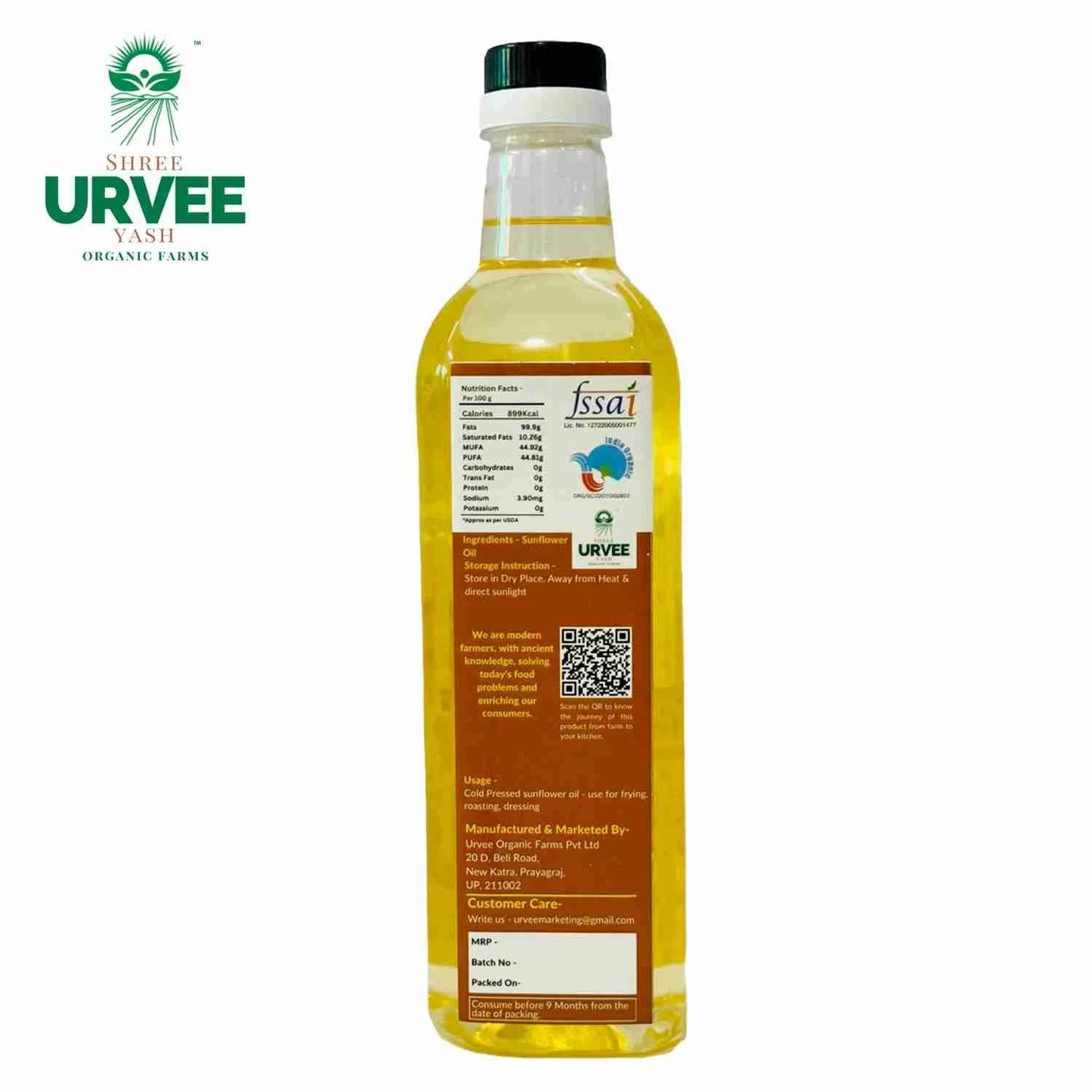 Wood Pressed Sunflower Oil - Urvee Organic Farms