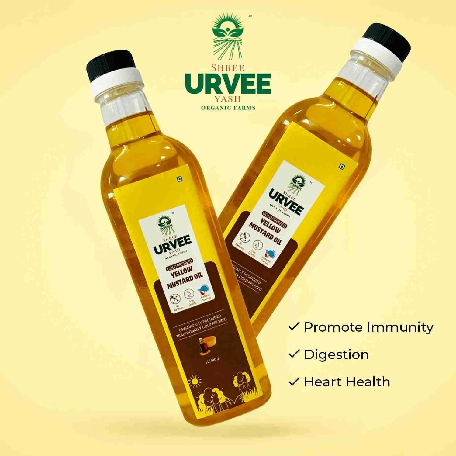 Wood Pressed Yellow Mustard Oil - Urvee Organic Farms